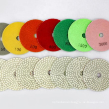 China Sharp type wet grinding white 100mm diamond polishing pad